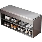 LOTIKS Shoe Rack Bench 2-stöckiger Eingangsbereich Schuhaufbewahrung Organizer Regal Schuhbank Massivholz-Aufbewahrungsbank, Eingangsbereich for Schrank Und Flur (Color : Gray, Size : 80 * 30 * 43cm)