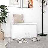 VACARX Flur Bank 80x40x45 cm Hochglanz Weiß Engineered Holz, Artikelfarbe - Hochglanz Weiß