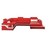 JVmoebel Design WOHNLANDSCHAFT LEDERSOFA Hamburg, Dunkelbraun/Weiß, 277x368x207 oder 207x368x291, Leder