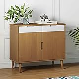 CIADAZ Sideboard, Kommode Schlafzimmer, Komodenschrank, Flur Möbel, Apothekerschrank, Wohnzimmerschrank, Flur Schrank, Beistellschrank, Braun 90x40x80 cm Massivholz Kiefer