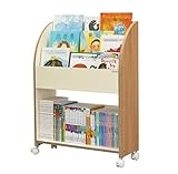 AOOSIR Bücherregal Bücherregal Aus Holz Mit 4 Ebenen Und Rollen-Bücherregal, Einfaches Mobiles Bücherregal Für Den Boden, Organisationsregal Für Wohnzimmer Bücherschrank Schlafzimmer Büro