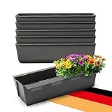 BigDean 6er Set Paletten Blumenkästen - Einsatz - mit Hängesystem zum Einhängen - 37cm anthrazit - Pflanzkasten für Europalette Balkonkasten Blumentopf - aus recyceltem PP-Kunststoff