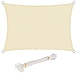 WOLTU Sonnensegel Rechteck 4x5m Creme atmungsaktiv Sonnenschutz HDPE Windschutz mit UV Schutz für Garten Terrasse Camping