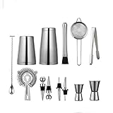 13Pcs/Set Stainless Steel Cocktail Shaker Ice Tong Mixer Drink Browser Kit Bars Set Professional Bartender Tool