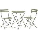 Vanage | Bistro Set Balkon | Balkonmöbel klappbar Set 3-teilig | pulverbeschichteter Stahl, wetterbeständig, Gartentisch & Stühle perfekt für Garten & kleine Balkone