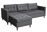 KMH Ecksofa Oslo, Strukturstoff grau, Breite 219 cm, Seiten vertauschbar, Moderne Wohnlandschaft, 3er Sofa Ottomane