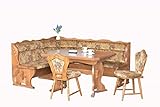 4-7-8-8-2313: schöne Eckbankgruppe in Eiche natur lackiert - Kücheneckbank, ausziehbarer Tisch, 2 Stühle