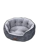 HAUSPROFI Hundebett Kleine Hunde, Flauschig Hundebett Waschbar, Anti-Angst Katzenbett Weich Bequem Flannel Rund Hundesofa,rutschfest Haustierbett für Kleine Hunde und Katzen, Grau, 50x48x15cm
