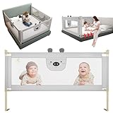 Primabobo Bettschutzgitter für Kleinkinder und Babys, geeignet für Reisen und zu Hause, höhenverstellbar, robuster Metallrahmen mit weichem Schutzschaum, Rausfallschutz, 160/180/200 (Grey, 140)