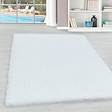 Hochflor Teppich Weiß, Einfarbig, Flauschiger Langflor Teppich, Shaggy Flokati, Rechteckig, Pflegeleicht, Wohnzimmerteppich, Größe:300 x 400 cm,Farbe:Weiß
