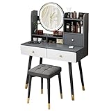 Schminktisch Mit LED Schminkspiegel, Modern Frisiertisch Mit Hocker Und Schubladen, LED Spiegel Mit Verstellbarer Helligkeit Für Kosmetik Dressing Make-up Schreibtisch ( Color : A , Size : 100*40*125C
