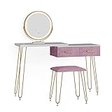 Vicco Schminktisch Frisiertisch Schminkkommode Zoey LED-Spiegel Design-Hocker 120x76 cm modern Schlafzimmer Kommode Schublade Ablage Aufbewahrung Touch-Switch Kosmetiktisch Make-Up-Tisch