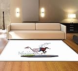 AIKARA Modern Teppich - Kurzflor Waschbar - Weich Teppich für Wohnzimmer, Schlafzimmer, Esszimmer – Weißes, Abstraktes Tierpferd - 50 * 80CM