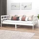 YuMeng Tagesbett, Schlafsofa, Couch Mit Schlaffunktion, Bettsofa, Sofa Bed, Sofabett, Daybed, Schlafcouch, Jugendbett, Couch Bett, Weiß Massivholz Kiefer 90x190 cm