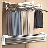 GIVROLDZ Kleiderstange Ausziehbar, 350 mm/13,78 Zoll Multifunktion Hosenhalter Für Kleiderschrank, Schrank Herausziehen Der Kleiderstange, Push-pull Wardrobe Clothing Rail