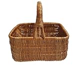Großer Einkaufskorb aus Weide rechteckig Braun 42x32x38 cm