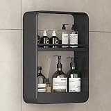 FUrlou Wandbehang Dicker Ohne Stanzen Bathroom Organizer Großes Fassungsvermögen Hohle Konstruktion Mehrschichtige Lagerung Abgerundete Kanten Haushalt (Color : Black, Size : 2 Layers)