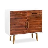 Holz Sideboard Braun und Matt Weiß Holz Schrank für Familie für Esszimmer Wohnzimmer