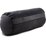 CelinaTex Rullo Nackenrolle mit Gummiband 30 x 12 cm schwarz Plüsch Auto Nackenkissen Micropearls Füllung Reisekissen