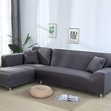 uyeoco Sofabezug L Form Ecksofa 3/2/4 Sitzer Elastischer Sofahusse Grau Stretch Couchhusse Sofaüberwurf Couchhusse Spannbezug Sofa-Abdeckung Hussen Für Couch ( Color : B , Size : 215-280cm )