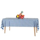 HSGUS - 14 Stück Kunststoff-Tischdecke, kariert, 137 x 274 cm. Rechteckige Einweg-Tischdecken für Partys, Geburtstage, Tischdecken, für den Innen- und Außenbereich