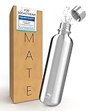 MATE OF STEEL® 100% Plastikfreie 750ml Edelstahl Flasche für Sodastream Crystal, Easy & Terra - Spülmschinenfeste Trinkflasche Edelstahl für Soda Streaming - Wassersprudler Metall Flaschen