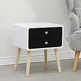 GRFIT Nachttisch Nordic Minimalist Bedside Table Two Drawer Practical Bedroom Furniture Saving Space Nightstands Bed Table Nachtschrank Nachtkommode (Color : White and Black, Size : 42x32x50cm)