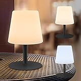 LED Outdoor Tischlampe, Akku Tischleuchte für Außen mit Warmweiß und Kaltesweiß Dimmbar, Kabellos Nachttischlampe IP44 Wasserdicht für Schlafzimmer Garten Tisch Deko Camping (Lichtmast:Schwarz)