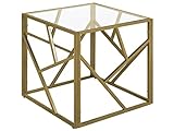 Quadratischer Beistelltisch industrielles Design Glas Gold Orland