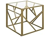 Quadratischer Beistelltisch industrielles Design Glas Gold Orland