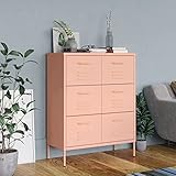 JUNZAI Schubladenschrank, Kommode, Sideboard, Highboard, Schrank, Rosa 80x35x101,5 cm Stahl