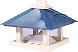 dobar® 21191FSCe Vogelfutterhaus Maritim - Futterhaus für Wildvögel - Vogelvilla aus Massivholz - Vogelhaus zum Hängen - Vogelfutterstation für Garten/Terrasse/Balkon - 29 x 29 x 25 cm - Blau