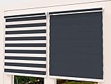 TROYAHOME® Doppelrollo Klemmfix Ohne Bohren Duo Rollo Fenster Rollo Easyfix (Anthrazit, 50 x 150 cm (Stoffbreite 47 cm)