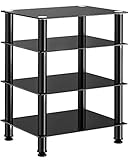 FITUEYES TV Rack HiFi Regal Audio Schrank Glas und Alu 600x455x762mm AS406001GB