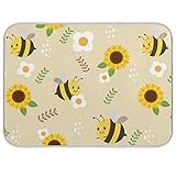 Niedliche Bienen-Sonnenblumen-Abtropfmatte, große Sommerblumen, schnell saugfähig, Geschirr-Pad, Babyflaschen-Abtropfmatten, hitzebeständig, Küchenspüle, Theke, Dekoration, 45,7 x 61 cm