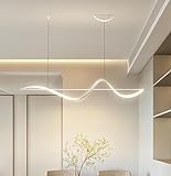 SXYSXYSXY LED Esszimmer Pendelleuchte Dimmbare Mit Fernbedienung 30W Moderne Esstisch Büro Kronleuchter Weiß Hängeleuchte Küche Hängelampe Für Wohnzimmer L:120cm