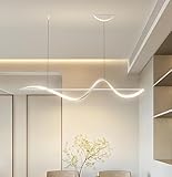 SXYSXYSXY LED Esszimmer Pendelleuchte Dimmbare Mit Fernbedienung 30W Moderne Esstisch Büro Kronleuchter Weiß Hängeleuchte Küche Hängelampe Für Wohnzimmer L:120cm