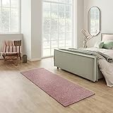 Carpet Studio Santa Fe Teppich Läufer Rosa, Läufer Flur 57x150cm, Kurzflor Teppiche, Küchenläufer, Wohnzimmerteppich, Bettvorleger Schlafzimmer