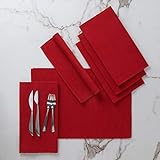 Encasa Homes Esstischsets (6er-Set) aus fein Gerippter Baumwolle - Perfekte Größe 48x33 cm, Elegante Moderne Farben & Designs, Verwendung zu Hause, in Cafés, Restaurants - Stetig rot