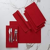 Encasa Homes Esstischsets (6er-Set) aus fein Gerippter Baumwolle - Perfekte Größe 48x33 cm, Elegante Moderne Farben & Designs, Verwendung zu Hause, in Cafés, Restaurants - Stetig rot