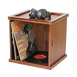 CD Regal Aufbewahrungsbox for Schallplatten, Schallplattenkiste aus Holz mit Griff – Tischplatte aus Kiefernholz, Albumhalter und Organizer, stapelbare Aufbewahrungsbox for Schallplatten CD Ständer (