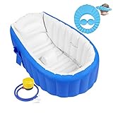 Aufblasbare Badewanne Baby Babybadewanne Babywanne Aufblasbar mit Luftpumpe und Duschhaube für Baby, Neugeborene, Kinder, Jungen und Mädchen