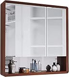Medizinschrank, Spiegelschrank, Doppeltür-Spiegelschrank, Eichenholz, für Badezimmer, Medizinschrank, Wandmontage, Spiegel mit Regal, Haushalts-Waschtisch-Aufbewahrungsschrank (Farbe: Rot, G