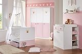 lifestyle4living Babyzimmer Komplett Set für Mädchen, Weiß/Rosa, 4-teilig | mit Babybett 70 x 140 cm, Wickelkommode und Kleiderschrank | Modernes Baby Kinderzimmer