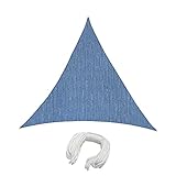 jarolift Sonnensegel Dreieck Gleichseitig Atmungsaktiv Sonnenschutz Sichtschutz für Balkon Terrasse Garten HDPE-Gewebe, 360 x 360 x 360 cm, Azurblau