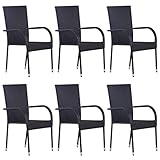 Hommdiy Gartenstuhl 6er Set Poly Rattan Stapellstuhl Gartensessel Armlehnstuhl Balkonstuhl Hochlehner