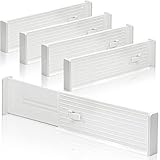 Lighterday 4 Pcs Schubladentrenner,Kunststoff Schubladenteiler Schubladen Ordnungssystem Schubladen Trennsystem Schubladen Organizer für Küchen, Schlafzimmer, Kommoden, Büros usw (4 Stücke Weiße)