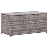 vidaXL Gartenbox Auflagenbox Kissenbox Kiste Gartentruhe Truhe Box Aufbewahrungsbox Auflagenkiste Garten Poly Rattan 100x50x50cm Grau