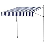 Einziehbare Manuelle Balkon Markise Terrassenmarkise, Markisen für Terrasse mit Verstellbarem Vordach, für Terrasse, Garten, Mehrere Streifen, Mehrere Größen (Color : Blue+White, Size : 2.5M)