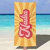 NIBESSER Strandtuch mit Namen 76x152cm Personalisiertes Badetuch schnell trocknendes Mikrofaser Strandtuch Personalisierte Geschenke für den Strand, Reise, Sauna
